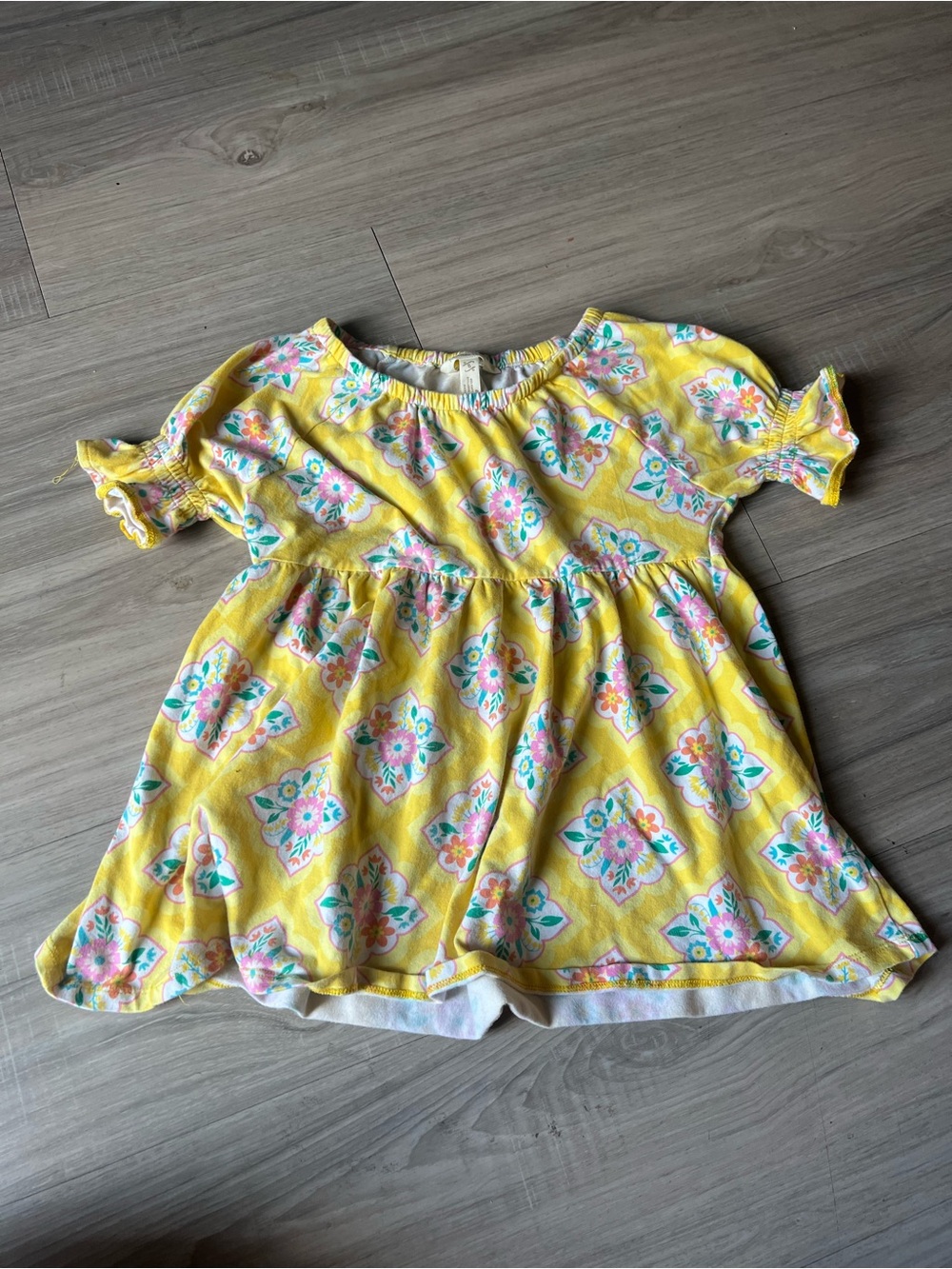 Size 8 Matilda Jane Yellow Floral Girls' Top with Pink & Teal Accents